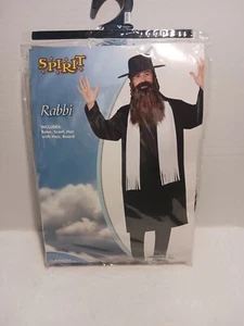Costume Halloween Spirito Rabbino Taglia Adulto Accappatoio Sciarpa Cappello Con Capelli Barba - Foto 1 di 6