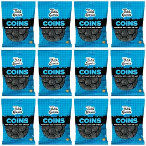 Salted Dutch Licorice Coins - 12 Pack of 5.2Oz Bags - Salted Black Licorice Coin - Picture 1 of 6