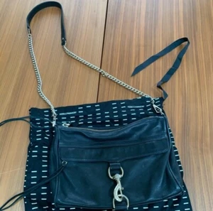 Rebecca Minkoff MAC Black Leather / Gold Chain Crossbody Shoulder Bag & Dust Bag - Picture 1 of 12