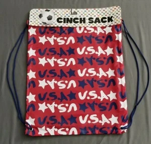 Rojo EE. UU. Patriótico Cinch Sack Dibujar Cuerda Mochila Nuevo Gimnasio Deportes Playa Lote de 2 - Imagen 1 de 4