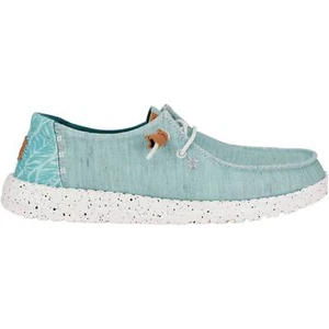 Dude Wendy Heathered Slub Tropical Ladies Blue Textile Slip On Shoes - Picture 1 of 6