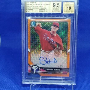 2018 Bowman Chrome Spencer Howard MEGA Box Orange Refractor /25 Auto BGS 9.5  - Picture 1 of 2