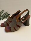 Chie Mihara New Suede Gray Leather Heels Strap Buckle Women’s Open Toe Shoes 39