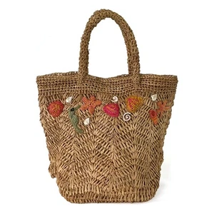 Tommy Bahama Carrabelle Raffia Crochet Tote Bag Sea-Theme Embellishments - gefüttert - Bild 1 von 10