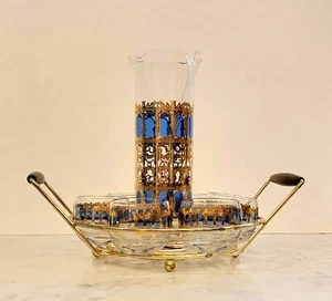 Vintage MCM Culver Azure Scroll Cocktail Set - Picture 1 of 17
