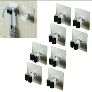 Wischbesenhalter 8 Stück selbstklebend Moppgriffhalter Wandmontage Besenaufhänger - Bild 1 von 6