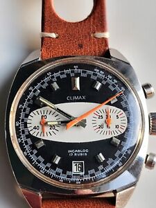 CLIMAX Chronograph SURFBOARD DIAL Valjoux Cal 7734 MANUAL VINTAGE MEN'S Watch