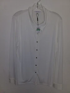 Calvin Klein Ladies Long Sleeve Cuffed White Dress Blouse - Picture 1 of 5