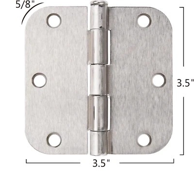 ICC Pack of 25 Door Hinge 3.5" x 3.5" Rounded 5/8" Radius, Nickel Plated