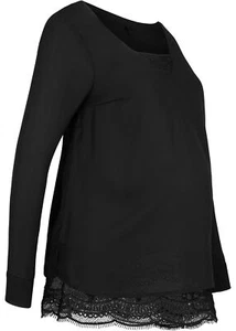 Blusa de maternidad blusa de lactancia con encaje talla 34 negra mujer blusa camisa túnica nueva - Imagen 1 de 1