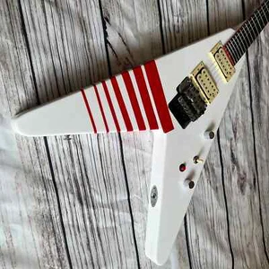 Buckethead Alpine White V Electric Guitar Red Arcade Button Baritone 6 strings - Picture 1 of 6