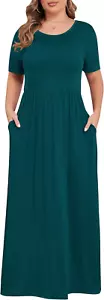 Women’S plus Size Maxi Dresses for Curvy Women Summer Casual Short Sleeve 2025 L - Picture 1 of 12