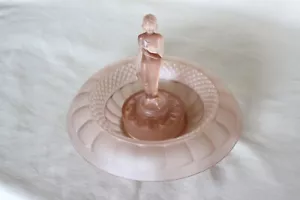 Art Deco Small Pink Glass Centrepiece Bowl and Figurine by Schweig Muller - Picture 1 of 10