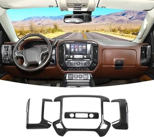 Carbon Fiber Print Console Dash Panel Cover Fits 14-19 Silverado 1500 2500 3500 - Picture 1 of 7