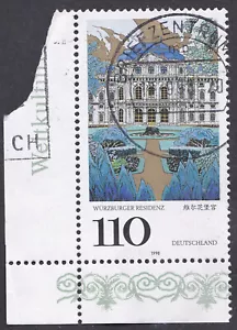 GERMANY 1998 Corner Stamp Michel 2007 Scott 2012 UNESCO Würzburg Palace - Picture 1 of 1