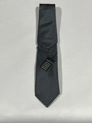 Corbata negra con rayas azules para hombre Angelo Rossi hecha a mano NUEVA Foto 1 de 3