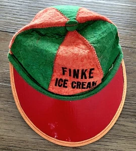 FINKE ICE CREAM Nebraska Painter's Cap Flexible Hat Vintage Advertisement Small - Picture 1 of 13