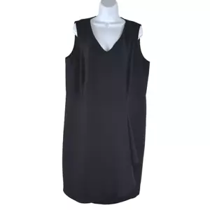 Abito Talbots donna taglia 14W nero senza maniche tinta unita scollo a V nuovo con etichetta DR-1653 - Foto 1 di 9