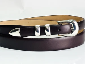 Douglas Magnus Sterling Silber .925 Ranger Gürtelschnalle 40 Leder braun - Bild 1 von 11