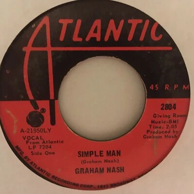 GRAHAM  NASH       7"  VINYL  SINGLE,  CHICAGO  /   SIMPLE  MAN   - Image 1 of 2