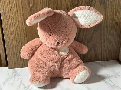 gund oh so snuggly pink bunny embroidered eyes and nose quilted ears front pocke - Image 1 of 2