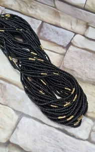 Black And Gold waist beads tie on, Ghana waist beads, Nigerian beads. Gift, Mum - Picture 1 of 4