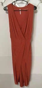 Free People Woman's Dress Burnt Orange Boho Maxi Tank Dress Faux Wrap Size S/P - Picture 1 of 11
