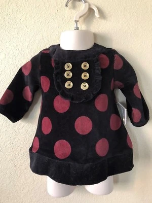Savannaah Bebé por Niña Negro Terciopelo Rojo Lunares Camisa Top 3 M Nuevo Con Etiquetas Foto 1 de 4