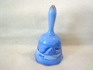 VINTAGE JAPANESE CERAMIC BLUE BELL FARM WINTER SCENE MADE IN TAIWAN - Picture 1 of 7