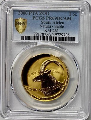 2000-PTA South Africa 1 oz Gold Natura-Sable PCGS PF69 DCAM - Image 1 of 4