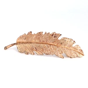 VINTAGE GOLD TONE METAL FEATHER HAIR CLIP BARRETT CLIP-BARIS - Picture 1 of 7