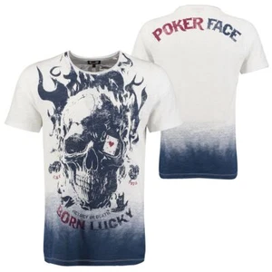 Key Largo Herren T-Shirt Poker Skull Print Motiv vintage Look Totenkopf MT00670 - Bild 1 von 5