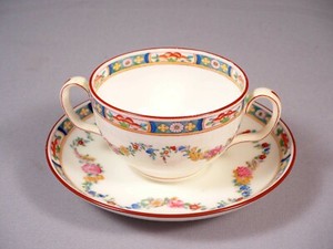 MINTON ROSE ANTIQUE Older Cream Soup Bouillon Cup Bowl Saucer England