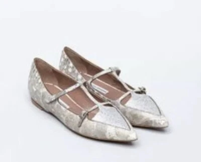 Nuevo en caja Tabitha Simmons corazón de lagarto brillo punta plana 37,5 Foto 1 de 3