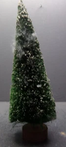 CHRISTMAS SNOW VILLAGE FLOCKED 10 IN BOTTLE BRUSH TREE W/ WOOD BASE - Picture 1 of 4
