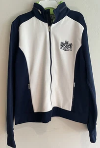 Women's LAUREN Ralph Lauren Active Blue White Full Zip Hooded Jacket Size Large - Picture 1 of 11