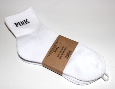 NUEVO Paquete de 2 calcetines para mujer Victoria's Secret ROSA CUARTO DE CALCETÍN BLANCO NUEVOS CON ETIQUETAS... TALLA ÚNICA Foto 1 de 3