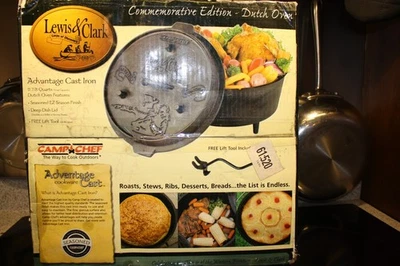 Camp Chef Lewis & Clark commemorative model DO-14 11-7/8 qt Cast Iron Dutch Oven - Image 1 of 4