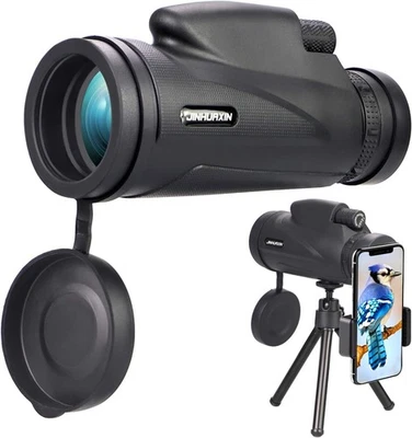 DYNA-LIVING Telescopio Monocular Jinhuaxin 12 x 50 HD Impermeable con Soporte para Teléfono y Trípode