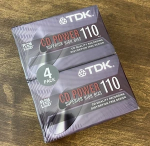 Paquete de 4 casetes de audio en blanco TDK Power 110 min alto sesgo IECII tipo II sellados - Imagen 1 de 4