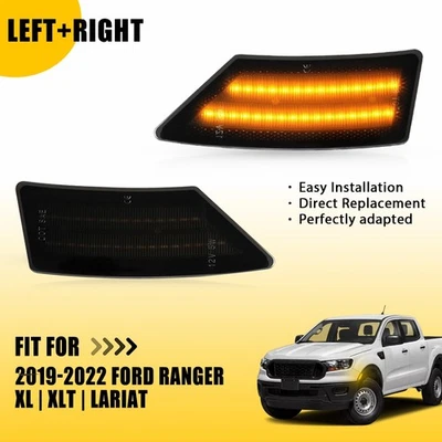 For 2019-2023 Ford Ranger Amber LED Front Side Marker Parking Lights Strip H - Image 1 of 4