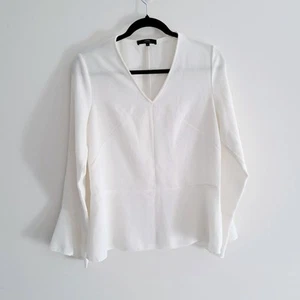 Belinda Top By Saba White Ivory Peplum Blouse Ladies Sz 8 Office Workwear Smart - Picture 1 of 5
