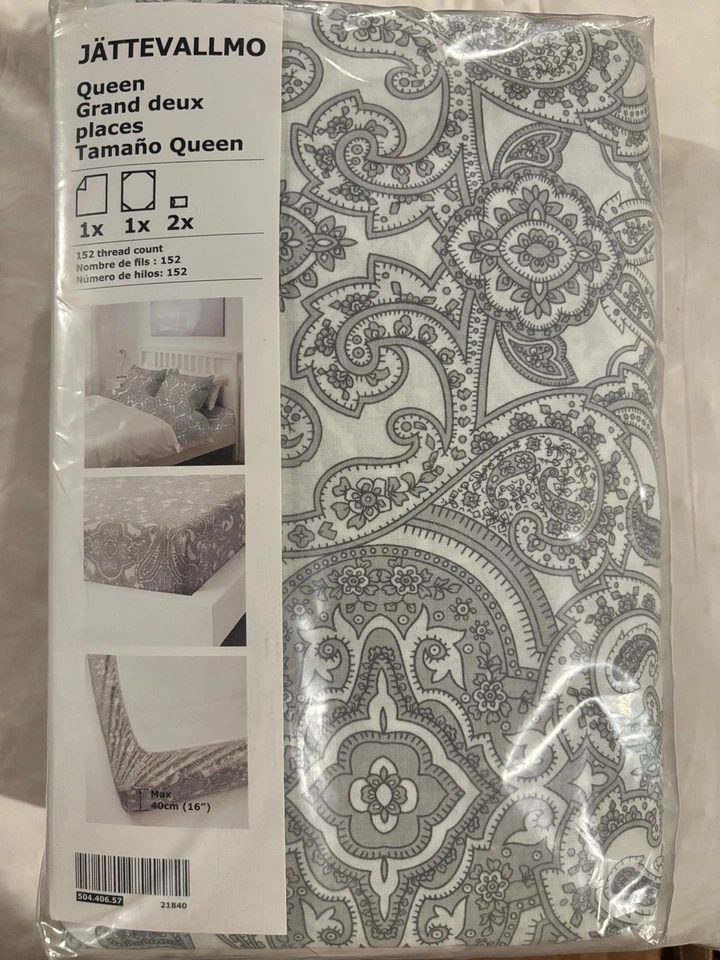 IKEA JATTEVALLMO Full/Queen Duvet Cover & 2 Pillowcase Gray 504.406.57 - Image 1 of 1