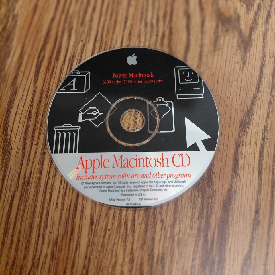 1994 Apple Macintosh CD Power Macintosh 6100, 7100, 8100 Series Software Disc - Image 1 of 1