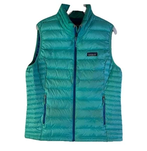 Patagonia Womens Large Down Fill Sweater Puffer Vest Jacket Blue - Picture 1 of 8