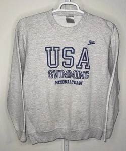 Felpa girocollo vintage Speedo USA squadra nazionale taglia media 22”X 27” grigia - Foto 1 di 9