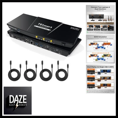 MST USB C KVM Switch 2 PC 2 Monitor, 4K@60Hz KVM Umschalter für 2 Laptop 2 Mo... - Bild 1 von 4