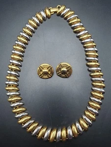 Vintage Gold & Silver Tone San Marco Style Necklace & Earring Set - Picture 1 of 5