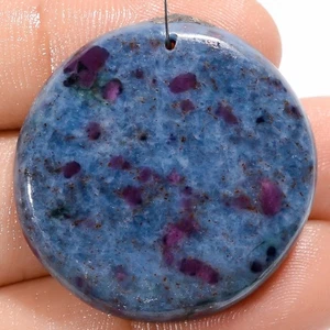 Natural Ruby Kyanite Round Cabochon Drilled Gemstone 55 Ct. 30X30X4 mm A-30663 - Picture 1 of 2