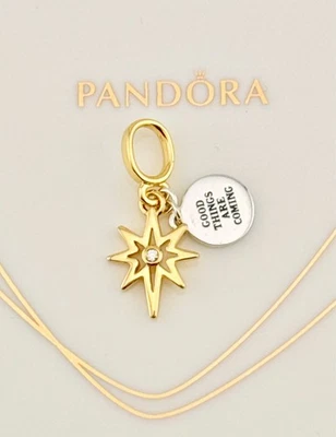 Nuevo Genuino Auténtico Pandora Brillo Oro Estrella del Norte Crecido en Laboratorio Dije de Diamantes Foto 1 de 4